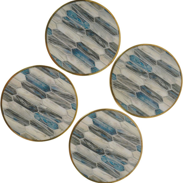 Blue Grey Mosaic Style Set of 4 Coasters by Libra, image 3