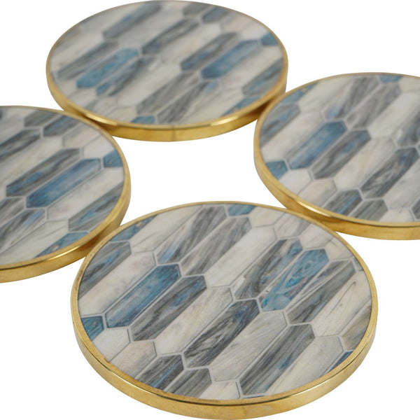 Blue Grey Mosaic Style Set of 4 Coasters by Libra, image 4