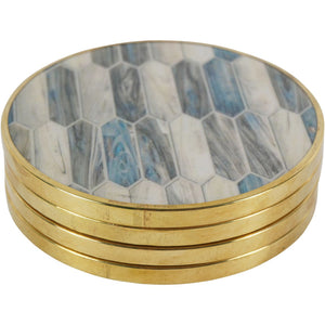 Blue Grey Mosaic Style Set of 4 Coasters by Libra