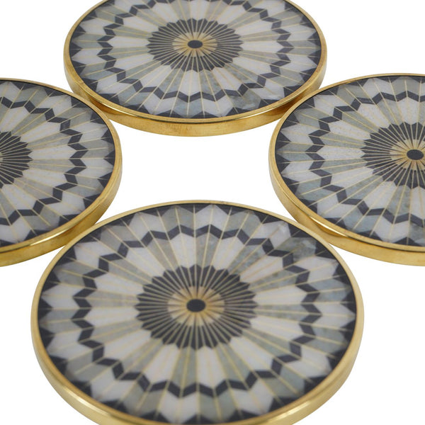 Black Circular Design Set of 4 Coasters by Libra, image 4