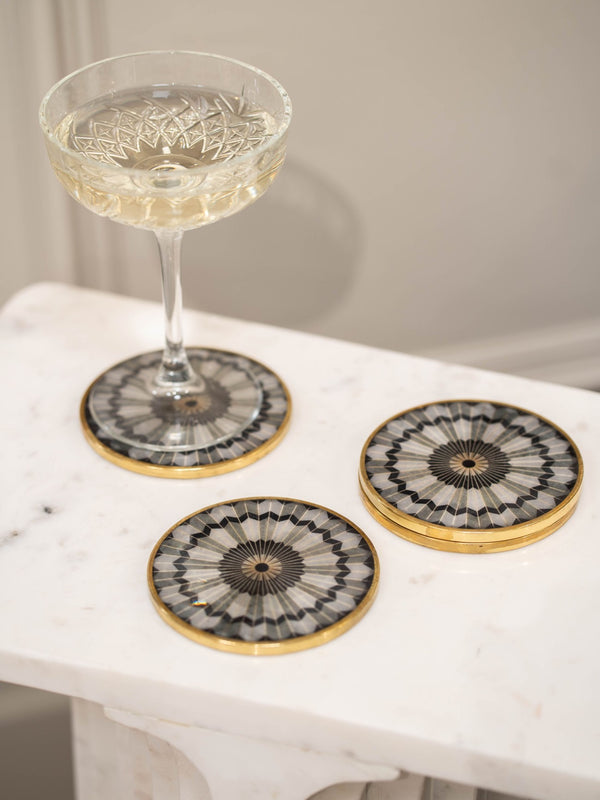 Black Circular Design Set of 4 Coasters by Libra, image 6