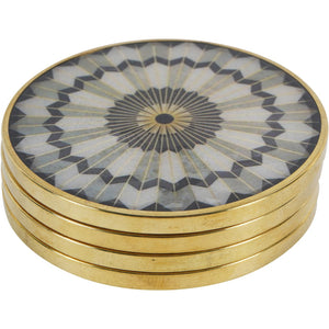 Black Circular Design Set of 4 Coasters by Libra