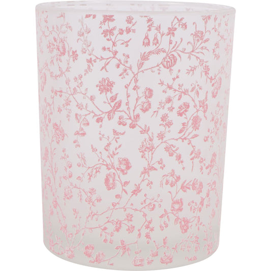 Laura Ashley Glass Hurricane Aria On White Frosted Background