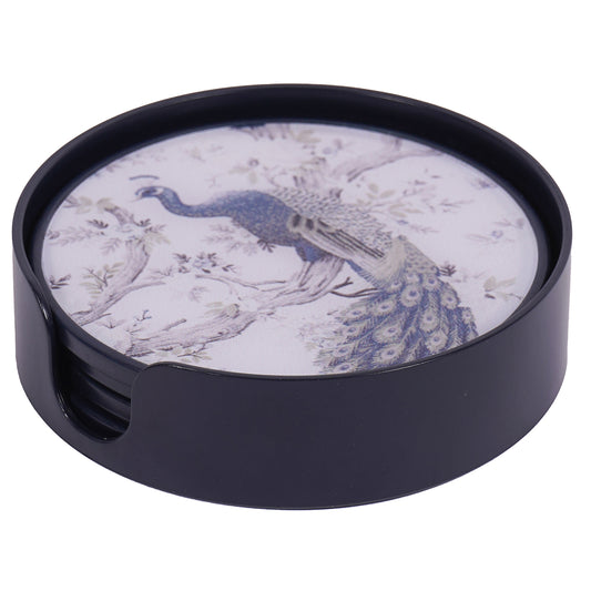 Laura Ashley Belvedere Peacock Print Set Of 4 Coasters