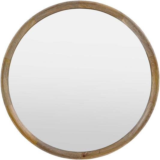 Leon Round Solid Wood Small Mirror 70cm