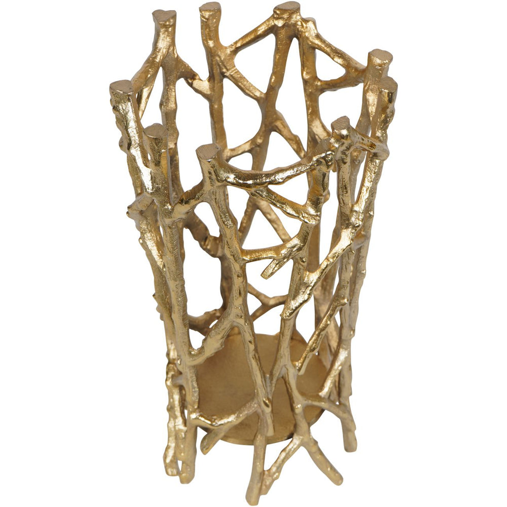 Twig Gold Round Pillar Holder Large by Libra