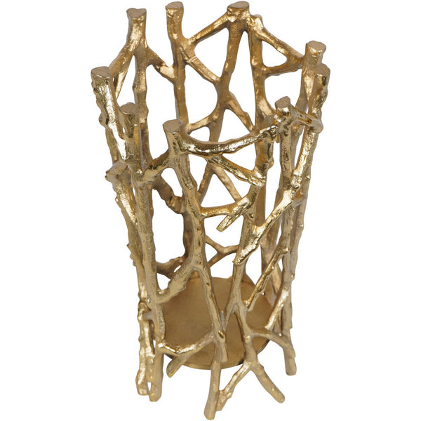 Twig Gold Round Pillar Holder Large by Libra, image 2