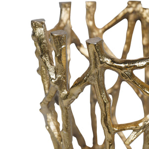 Twig Gold Round Pillar Holder Large by Libra, image 3