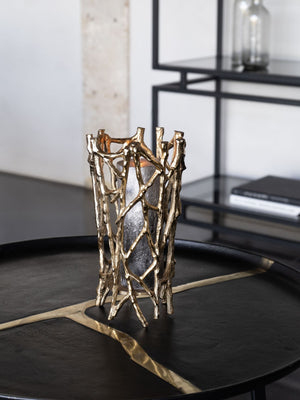 Twig Gold Round Pillar Holder Large by Libra, image 5