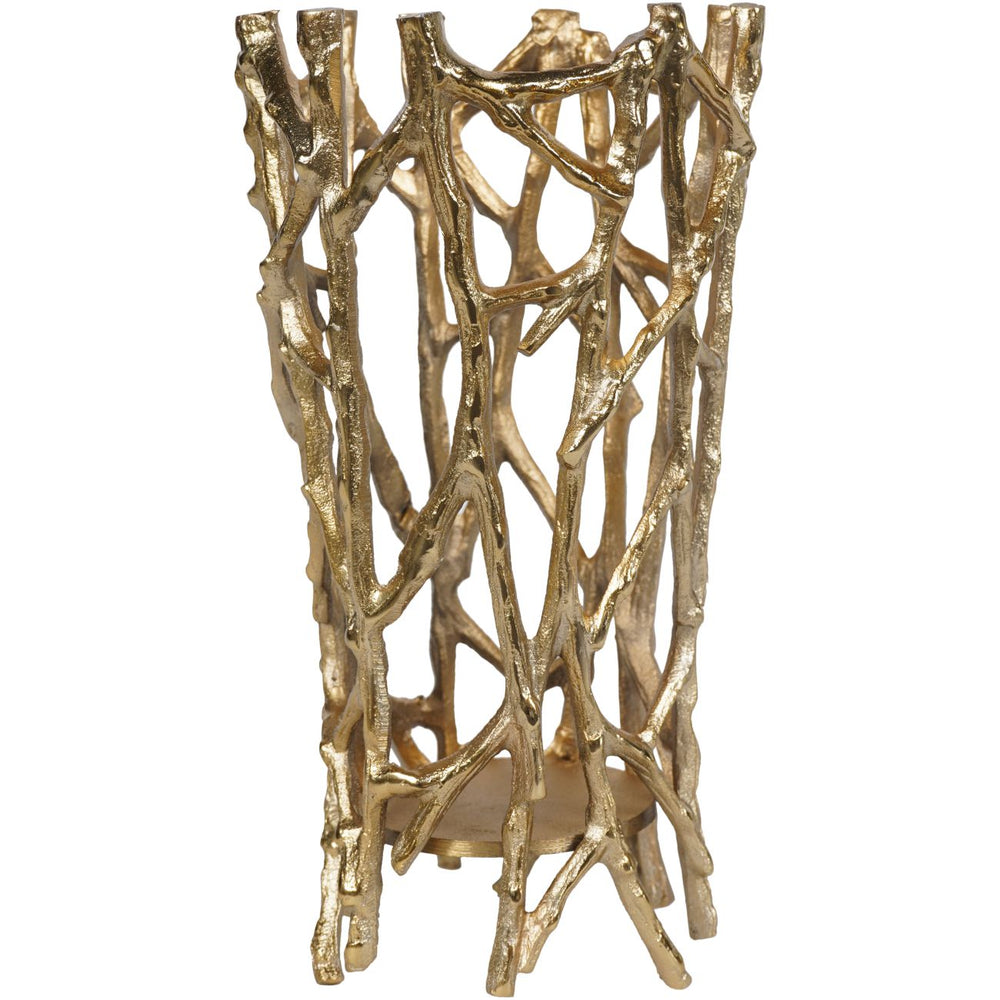 Twig Gold Round Pillar Holder Large by Libra
