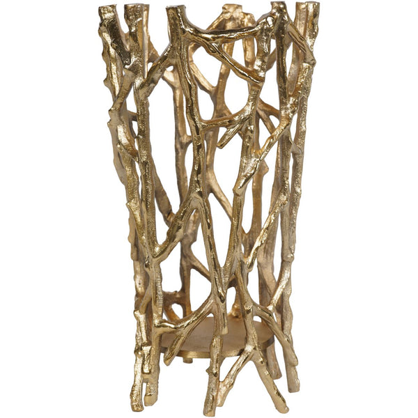 Twig Gold Round Pillar Holder Large by Libra