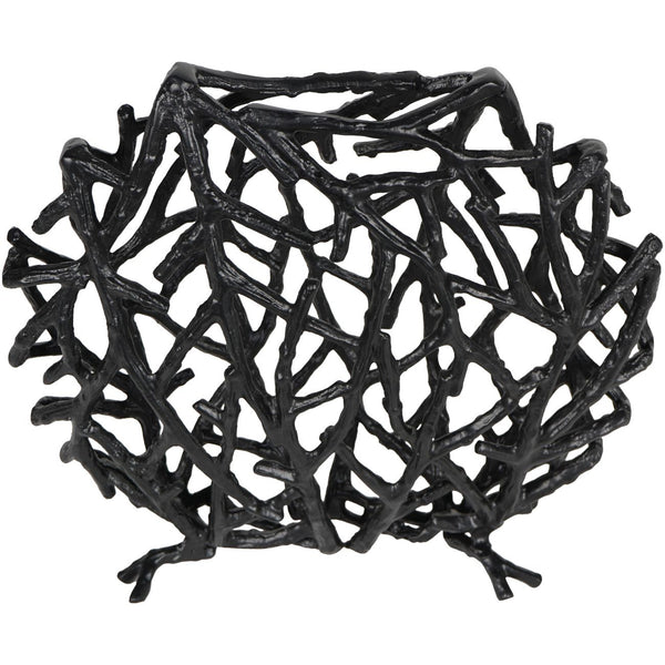 Twig Sculpture Disc Vase Black by Libra, image 3