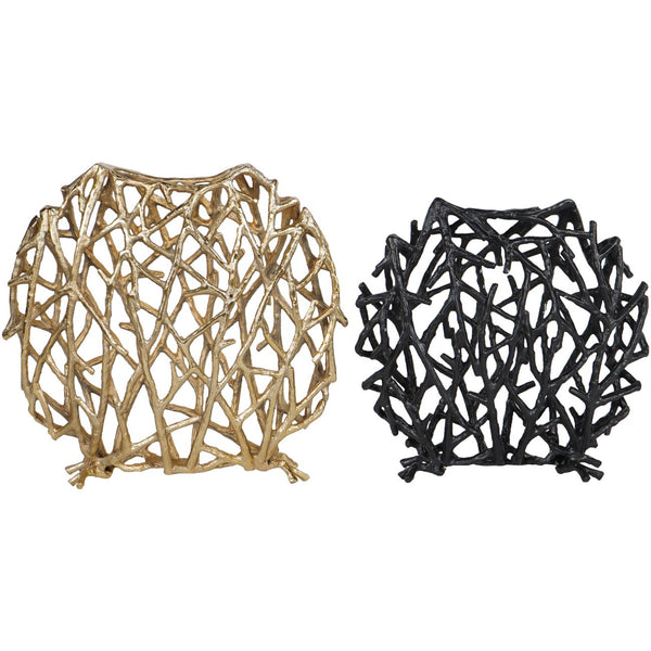 Twig Sculpture Disc Vase Black by Libra, image 8