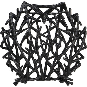Twig Sculpture Disc Vase Black by Libra