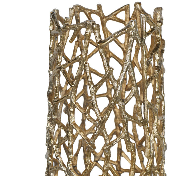 Twig Gold Sculpture Floor Vase by Libra, image 3