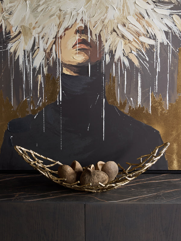 Twig Oval Bowl Gold Large by Libra, image 7