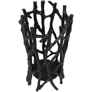 Twig Black Round Pillar Holder Large by Libra, image 2