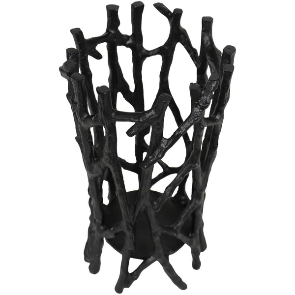 Twig Black Round Pillar Holder Large by Libra, image 2