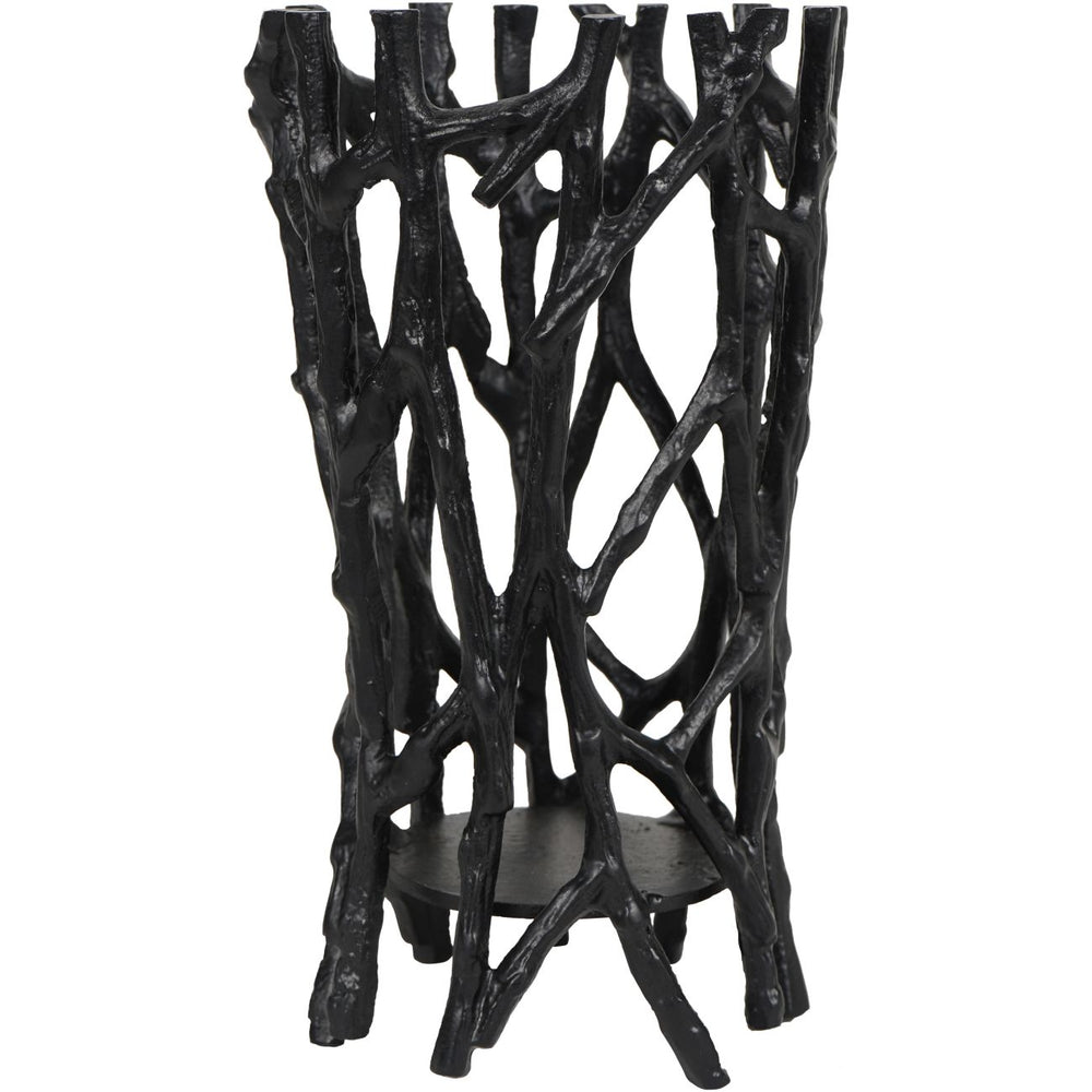 Twig Black Round Pillar Holder Large by Libra