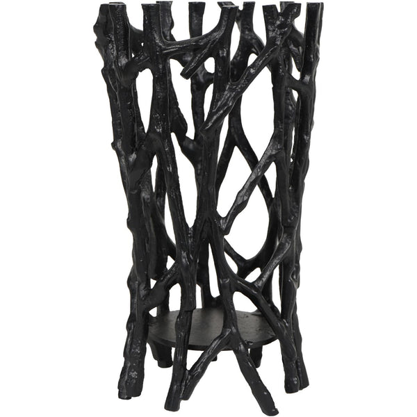 Twig Black Round Pillar Holder Large by Libra