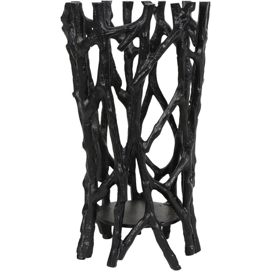 Twig Black Round Pillar Holder Large