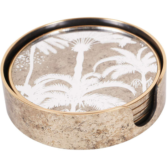 Palm Tree Round Coasters Set of 4