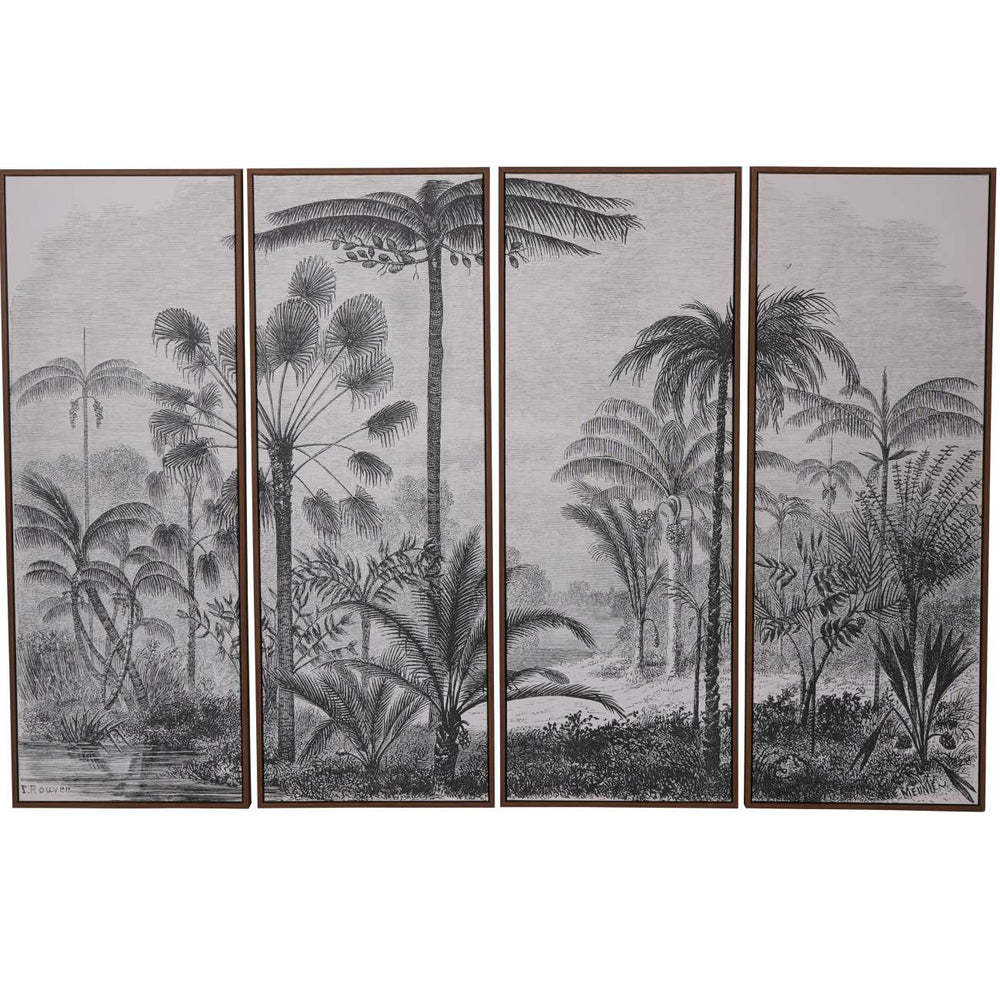 Palm Set of 4 Framed Canvas Wall Art 180x120cm by Libra