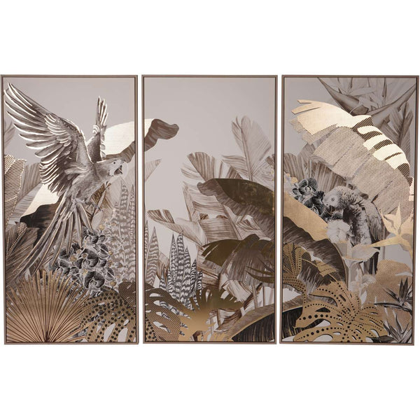 Tropical Birds Set of 3 Framed Canvas Wall Art 210x140cm by Libra
