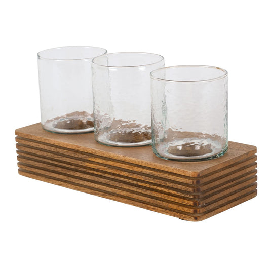 Glass & Wood Votive Holder