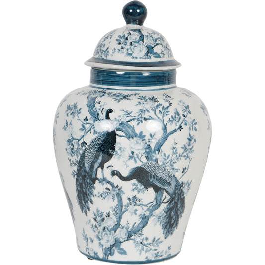 Laura Ashley Midnight Blue Belvedere Peacock Porcelain Ginger Jar Medium