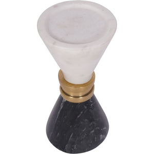 Ravello White and Black Marble Candle Holder 25cm by Libra, image 2