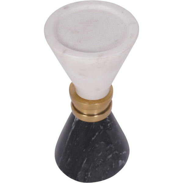 Ravello White and Black Marble Candle Holder 25cm by Libra, image 2