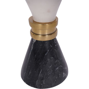 Ravello White and Black Marble Candle Holder 25cm by Libra, image 3