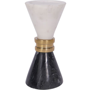 Ravello White and Black Marble Candle Holder 25cm by Libra