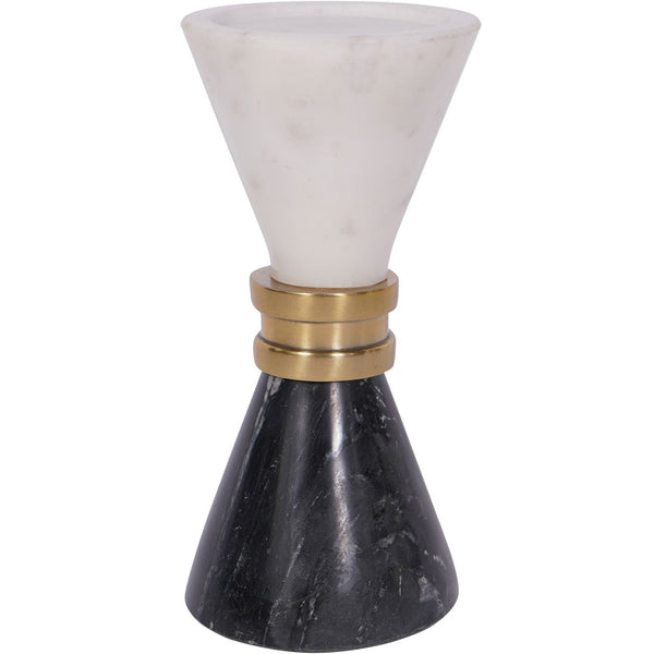 Ravello White and Black Marble Candle Holder 25cm by Libra