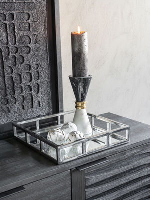 Ravello Black and White Marble Candle Holder 21cm by Libra, image 5