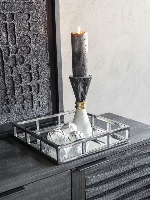 Ravello Black and White Marble Candle Holder 21cm by Libra, image 5