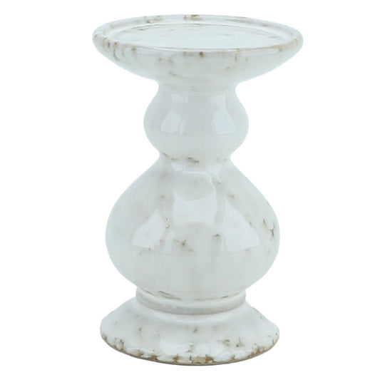 Laura Ashley White Lowick Candleholder Small