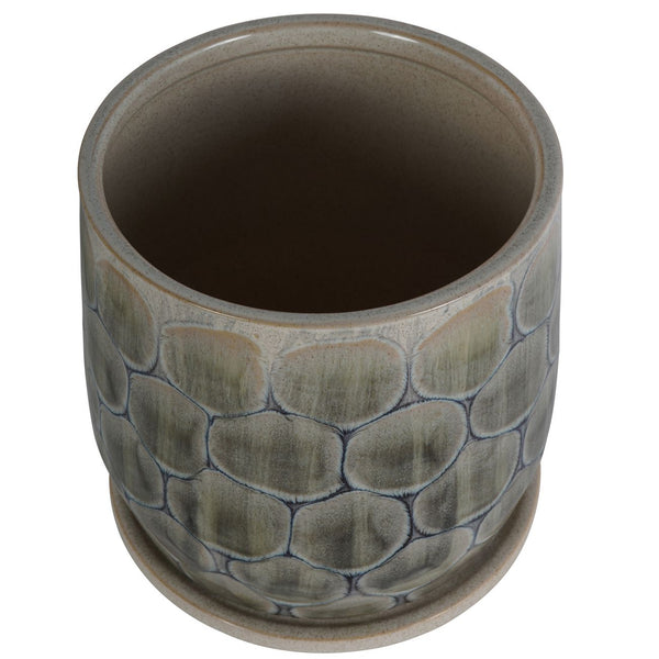 Armadillo Azure Ceramic Planter with Base Small by Libra, image 2