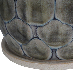 Armadillo Azure Ceramic Planter with Base Small by Libra, image 4