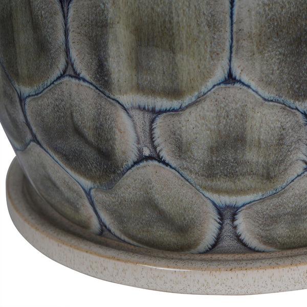 Armadillo Azure Ceramic Planter with Base Small by Libra, image 4