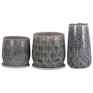 Armadillo Azure Ceramic Planter with Base Small by Libra, image 6