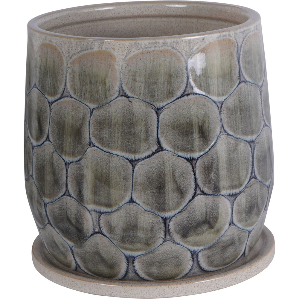 Armadillo Azure Ceramic Planter with Base Small by Libra