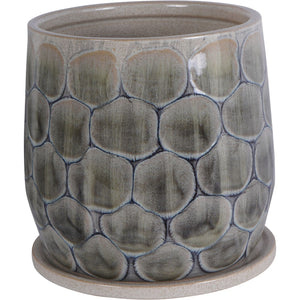 Armadillo Azure Ceramic Planter with Base Small by Libra