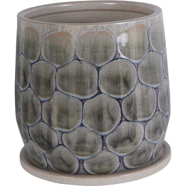 Armadillo Azure Ceramic Planter with Base Small by Libra