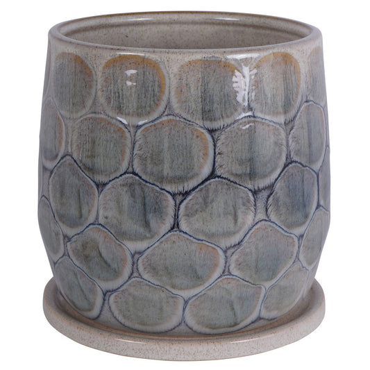 Armadillo Azure Ceramic Planter with Base Large