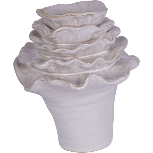 Layered Petals Ceramic Vase Off White Small