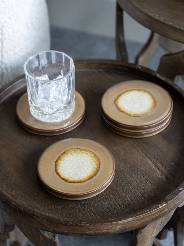 Medway Reactive Glaze Ochre Coaster Set of 4 by Libra, image 6
