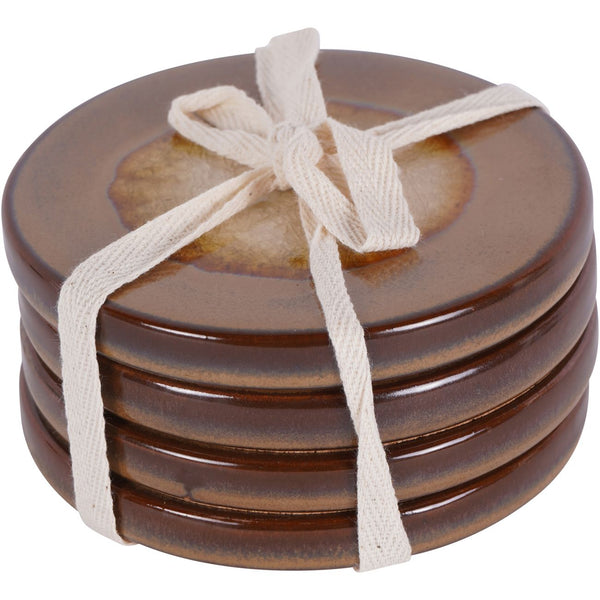 Medway Reactive Glaze Ochre Coaster Set of 4 by Libra