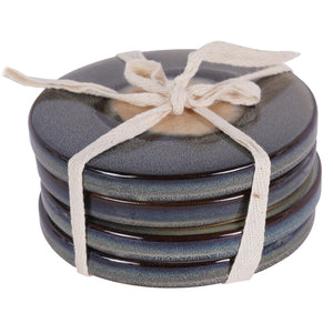 Medway Reactive Glaze Blue Coaster Set of 4 by Libra